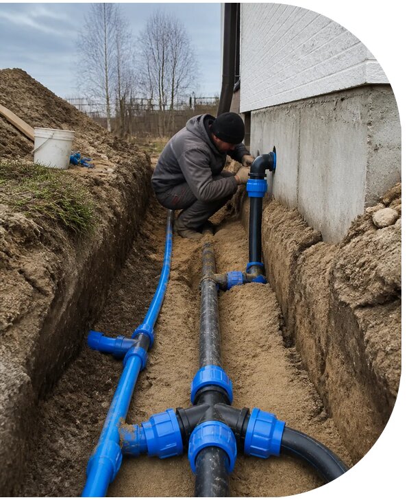 Монтаж наружного водопровода на участке под ключ в Вязьме