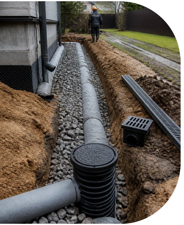 Монтаж дренажа и ливневой канализации под ключ в Вязьме